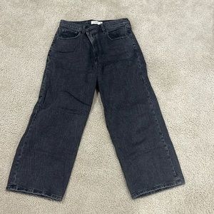 Abercrombie crop wide leg ultra high rise black jeans